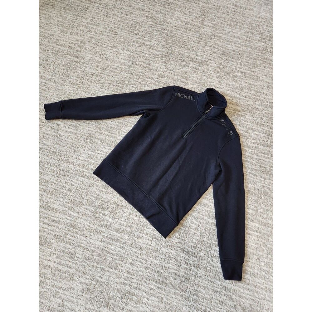 Michael Kors Mens M Black Quarter Zip Sweatshirt Kors 81 Shoulder Logo Pullover